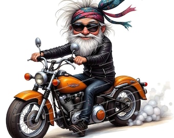 12 imágenes prediseñadas de abuelos en motocicleta, arte divertido de motociclistas chopper, anciano en motocicleta, motociclista genial, PNG de alta calidad, creación de tarjetas, sublimación