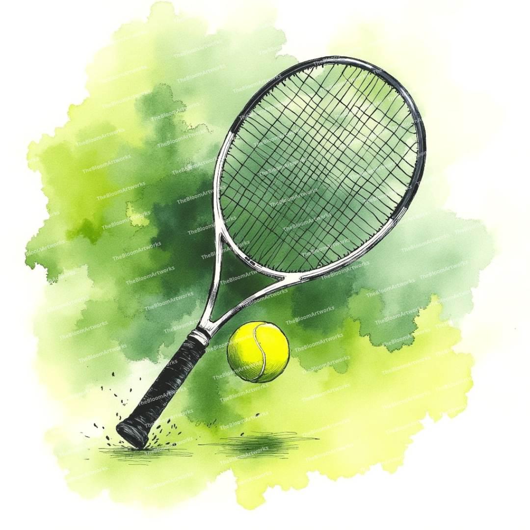 12 Tennis Racket Clipart, Tennis Racket PNG, Printable Watercolor ...