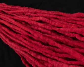 Ready to ship 31ct Bright Red Wool Dreads Dreadlocks Accent Hair Extensions