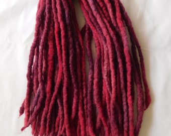 Ready to ship 25ct Red Tye Dye Wool Dreads Dreadlocks Accent Hair Extensions