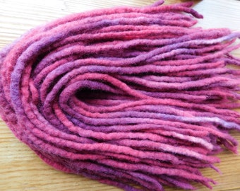 Ready to ship 50ct Red Pink Tye Dye Wool Dreads Dreadlocks Accent Hair Extensions