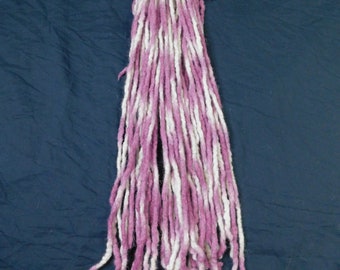 Ready to ship 23ct Lavender Purple White Tye Dye Wool Dreads Dreadlocks Accent Hair Extensions