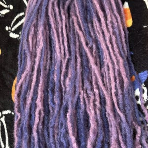 Ready to ship 50ct Purple Violet Mini Micro Tie Dye Wool Dreadlocks Accent Hair Extension Fairy Handmade Double Ended Viking Festival Gothic