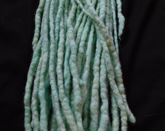 Ready to ship 25ct Light Mint Green Wool Dreads Dreadlocks Accent Hair Extensions