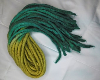 Ready to ship 20ct Yellow Teal Wool Dreads Dreadlocks Accent Hair Extensions