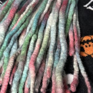 Ready to Ship 20ct Pink Green Blue Purple Tie Dye Wool Dreadlocks Accent Hair Extensions Fairy Handmade Double Ended Viking Festival Gothic