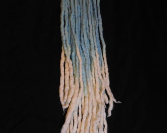 Ready to ship 15ct Blue White Wool Dreads Dreadlocks Accent Hair Extensions