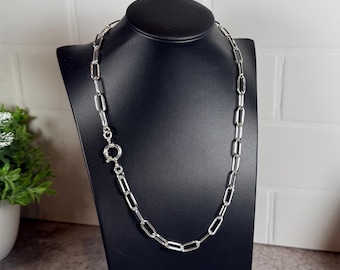 Solid Argentium Silver Paperclip Necklace