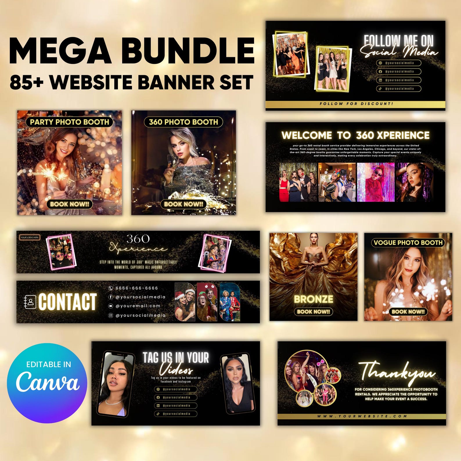360 Photobooth Website Banner, Shopify Banner, 360 Photobooth Template ...