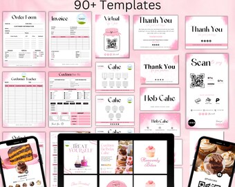 Bakery Business Forms Bundle, 90+ Bakery Business Templates, Bakery Order Form, Invoice Template, QR Code Sign, Price List, Canva Template