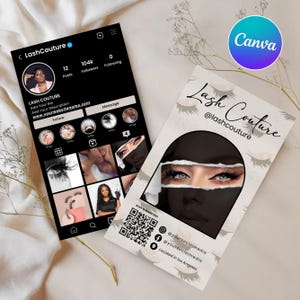 2025 Instagram Business Card, IG Lash Tech Business Cards, DIY Editable Business Card Template, QR Code Business Card, Canva Editable