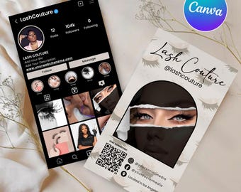 Lash Tech Instagram Business Card: DIY QR Code Template (Canva Editable)
