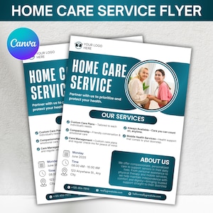 Home Care Service Flyer, bearbeitbarer Home Care Service, Senioren- und Altenpflege, Home-Gesundheitsvorlage, vorgefertigter Pflegeservice-Flyer