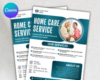 Home Care Service Flyer, Editable Home Care Flyer, Senior & Elderly Care Services, Home Health Template, Premade Care Service Flyer