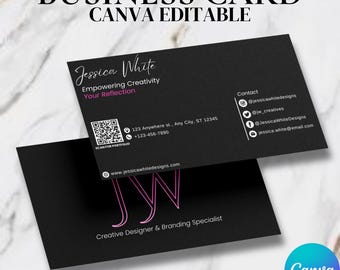 Luxury QR Code Business Card Canva Template (Digital Download)
