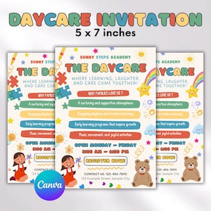 Editable Daycare Flyer Template Bundle, Babysitting Flyer Template, Childcare Flyer, Daycare Marketing Flyer Canva Template Instant Download