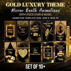 Pacchetto di animazione Black Gold Mirror Booth / Audio voiceover incluso / Matrimonio di lusso 1080p