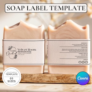 Modello di etichetta per sapone modificabile, etichetta avvolgente per sapone, modello di etichetta per sapone Canva, involucro per sapone moderno fai da te stampabile, download dell'etichetta per sapone