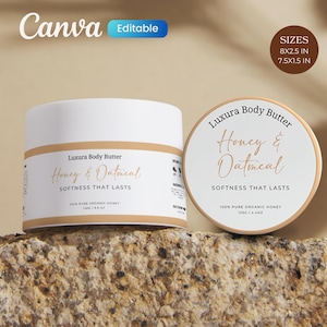Jar Labels Canva Template, Body Butter Labels, Body Butter Jar Labels, Jar Label Design, Skincare Label,body Product Labels, Honey Jar Label