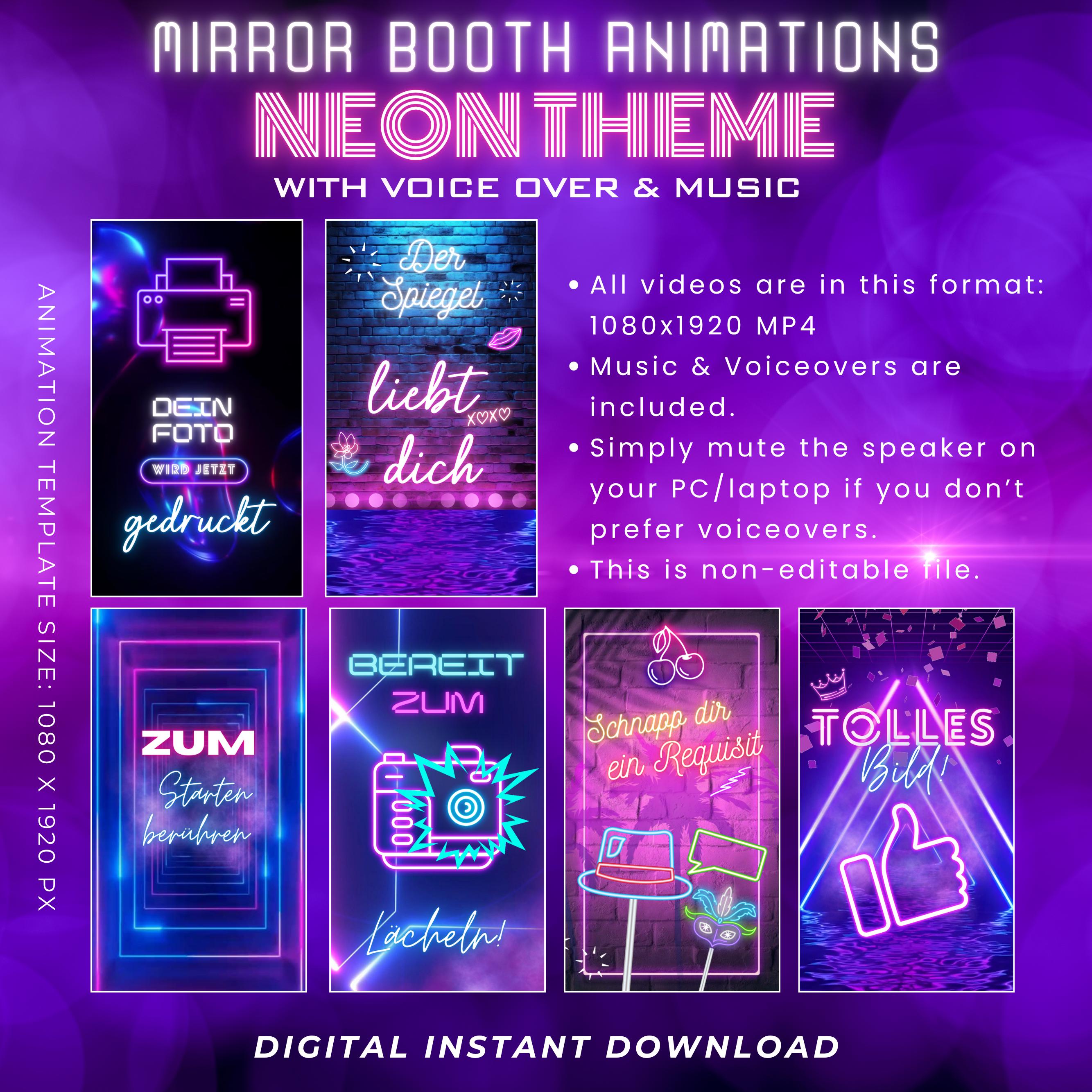 Mirror Booth Animation Neon Purple | Spiegelbooth Animationen Neonlila ...