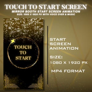 Touch to Start Screen Magic Mirror Animation, Mirror Booth Touch to Start Screen, Gold & Black Animation, Mp4 Format Digital Download