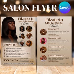 Diy Beauty Salon Flyer Canva Template, Hair Nail Makeup Salon Flyer, Esthetician Beautician Flyer design, Editable, Digital Download