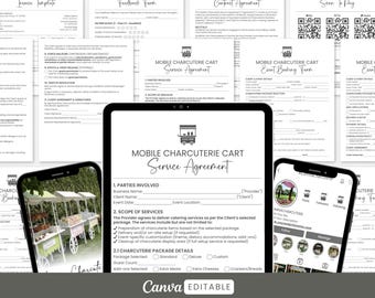 Mobile Charcuterie Cart Bundle, Event Vendor Contract Template,Party Rental Party Supplies Contract,Mobile Charcuterie Contract & Order Form
