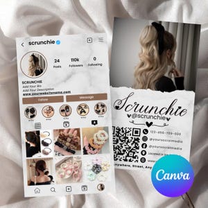 2025 Instagram Business Card, IG Business Card, Scrunchie IG Business Card, QR code Business Card, Instagram Business Cards