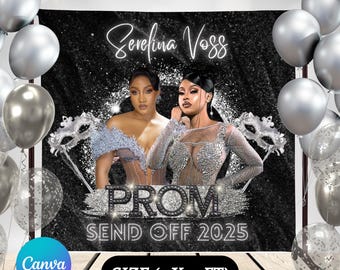 Prom Send Off Banner, Prom Party Decor, Prom Party Backdrop, Prom Canva Template, 2025 Prom Send Off, Class of 2025 Prom Grad Party