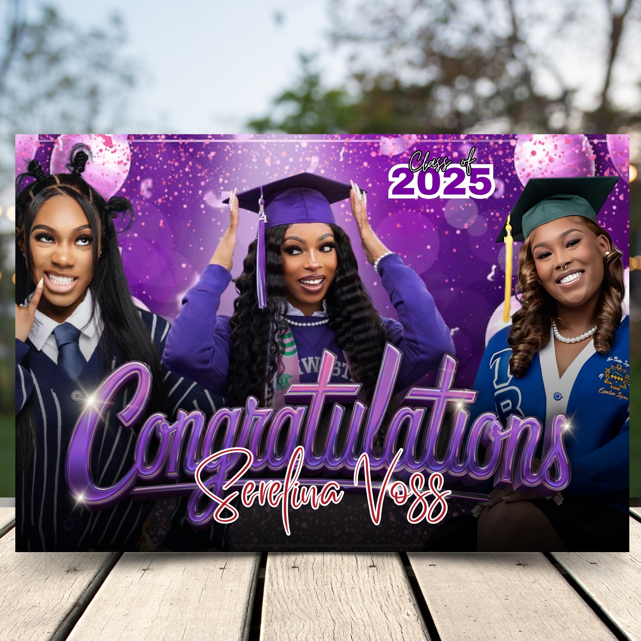 Graduation Backdrop Bundle, 4 Editable Graduate Backdrops, Canva Grad ...