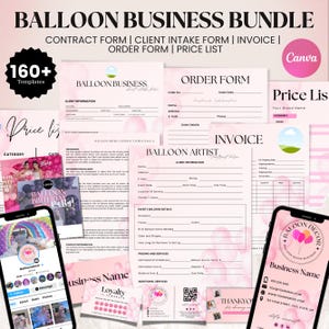 160+ Balloon Artist Business Templates, Editable Balloon Artist Contract, Balloon Price List, Balloon Garland Business Forms, Canva Template