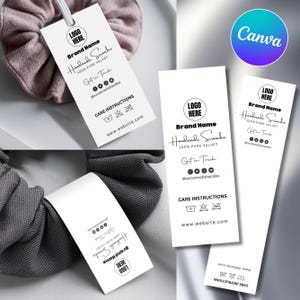 Printable Scrunchie Hang Tags, Editable Scrunchie Tag, Customizable Tag for Scrunchie Business, Canva Template, Instant Download