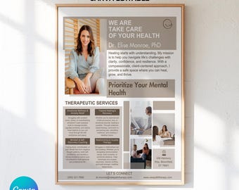 Therpay Flyer, Mental Health Therapist Flyer, Psychologist Flyer, Counseling Therapist Marketning Flyer, Psychotherapy Clinic Flyer, Therapy