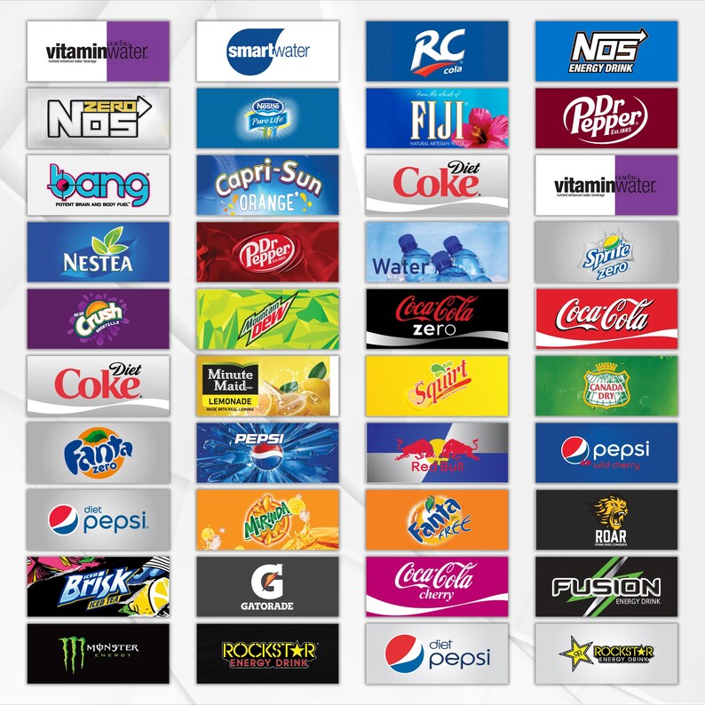 60 Vending Machine Labels Printable | 3.25x1.375" Flavor Strips | Soda ...