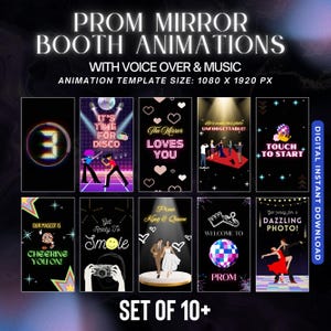 Mirror Booth Animations, Prom Magic Mirror Animation, Touch to Start, Countdown, Pose, Love, Compliment, Photo Booth Animation