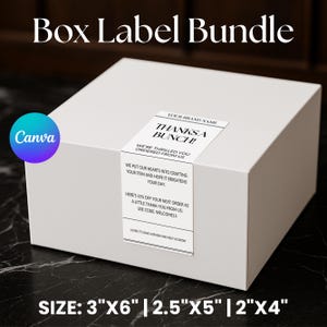 Lot d'étiquettes modifiables pour boîte, Stickers boîte moderne pour petite entreprise, Sticker imprimable pour colis, Sticker Merci pour entreprise, Modèle sur toile