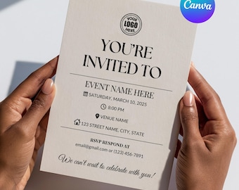 Business Invitation Template, Corporate Annual Celebration Dinner Party Anniversary, Office Anniversary Printable Party, Canva Template