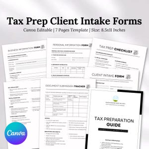 Tax Intake Forms, Tax Client Intake Forms, Tax Preparer Service Contract, Tax Preparer, Tax Checklist, Tax Preparer Forms, Tax Office Forms
