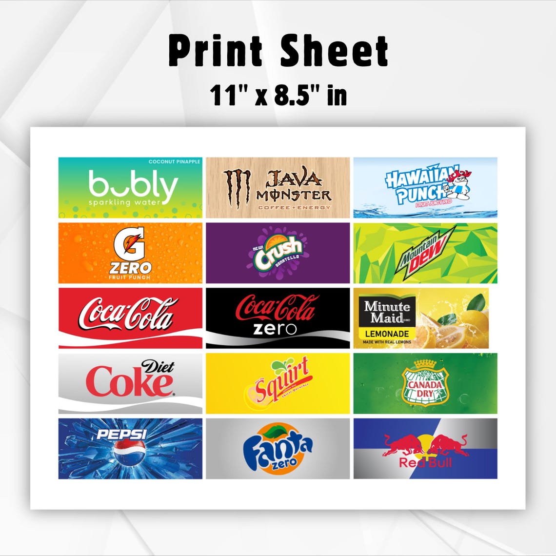 Vending Machine Labels Printable | 3.25x1.375 Flavor Strips ...