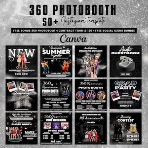 360 Photo Booth Instagram Template, 50+ Photo Booth Templates, 360 Booth flyer, Photo Booth Social Media Posts, Photo Booth Instagram