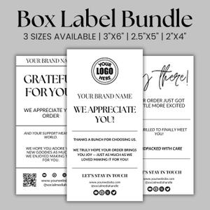 Lot d'étiquettes modifiables pour boîte, Stickers boîte moderne pour petite entreprise, Sticker imprimable pour colis, Sticker Merci pour entreprise, Modèle sur toile