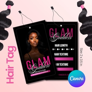 Hair Hang Tag Template, Editable Hair Tag, DIY Hair Hang Tag Design, Hair Business Tags, Hair Packaging, Canva Template, Instant Download