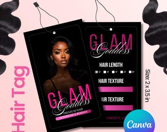 Hair Hang Tag Template, Editable Hair Tag, DIY Hair Hang Tag Design, Hair Business Tags, Hair Packaging, Canva Template, Instant Download