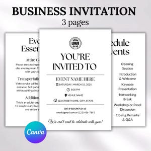 Business Invitation Template, Corporate Annual Celebration Dinner Party Anniversary, Office Anniversary Printable Party, Canva Template