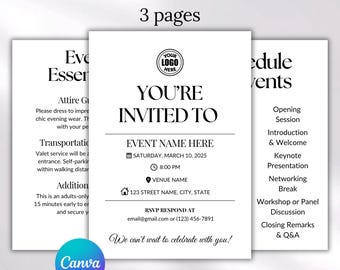 Business Invitation Template, Corporate Annual Celebration Dinner Party Anniversary, Office Anniversary Printable Party, Canva Template