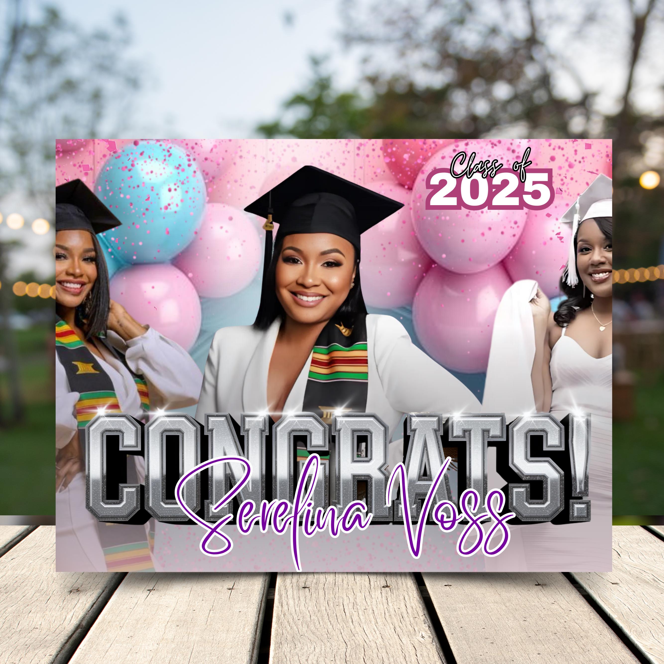 Graduation Backdrop Bundle, 4 Editable Graduate Backdrops, Canva Grad ...