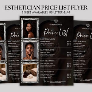 Esthetician Price List Template, Editable Hair Price List, Price List Flyer, Salon Business Price List, Hair Pricing Flyer, Canva Template
