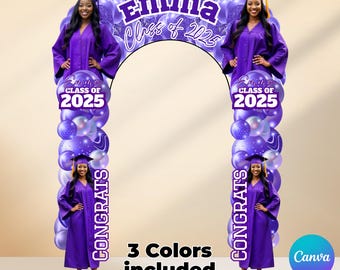 Graduation Entrance Arch Design, Editable Graduation Arch Template, Balloon Arch Template, Graduation Party Decor, Canva Template