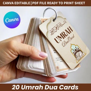 30 kart Umrah Dua do druku, fiszki Umrah, karty podarunkowe Umrah Mubarak, karty modlitewne, islamskie Dua, karty przypomnienia Dua do druku PDF
