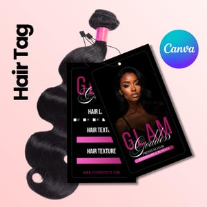 Hair Hang Tag Template, Editable Hair Tag, DIY Hair Hang Tag Design, Hair Business Tags, Hair Packaging, Canva Template, Instant Download